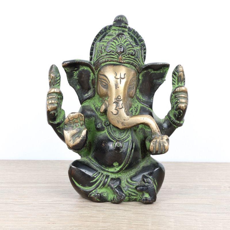 Statuette de Ganesh moulé en laiton - 755 gr - 11,5 cm