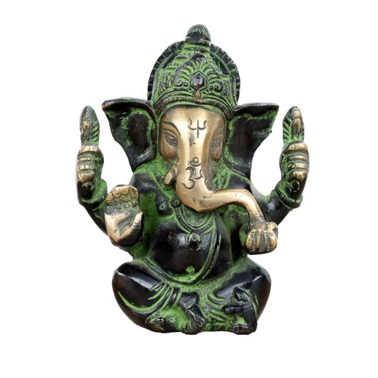 Statuette de Ganesh moulé en laiton - 755 gr - 11,5 cm