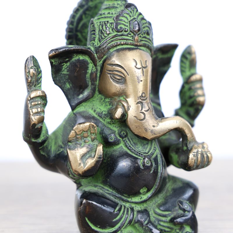 Statuette de Ganesh moulé en laiton - 755 gr - 11,5 cm
