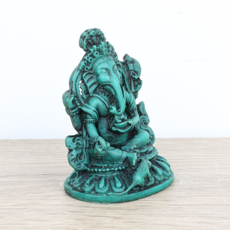 Ganesha figurine en résine verte - 7 cm