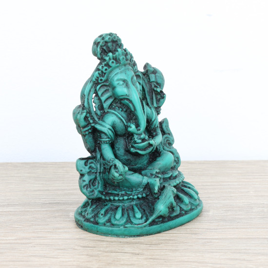 Ganesha figurine en résine verte - 7 cm
