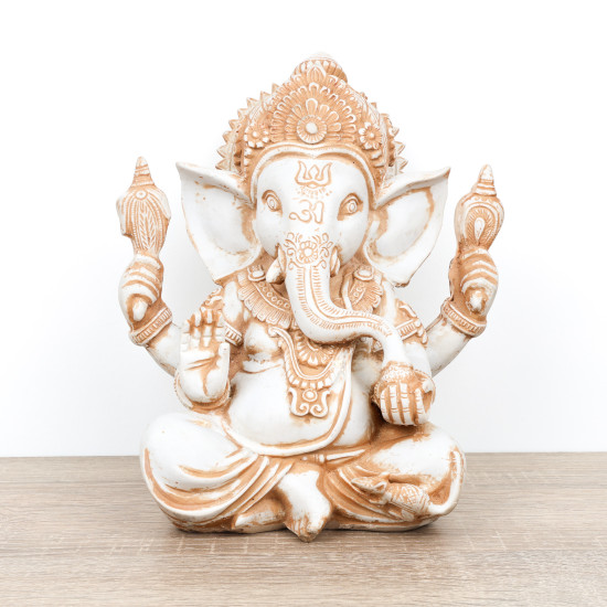 Statue Ganesh de grande taille en résine blanche - 23 cm