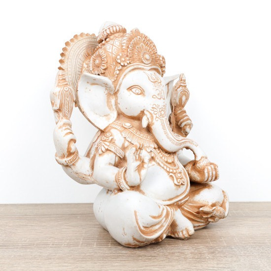 Statue Ganesh de grande taille en résine blanche - 23 cm