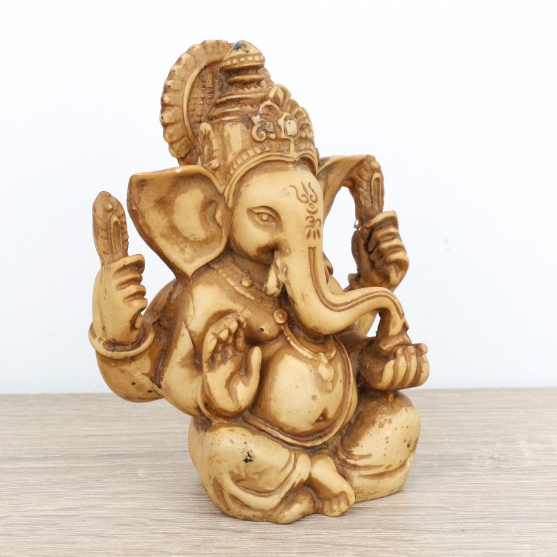 Ganesh sculpture en résine de couleur crème - 12 cm