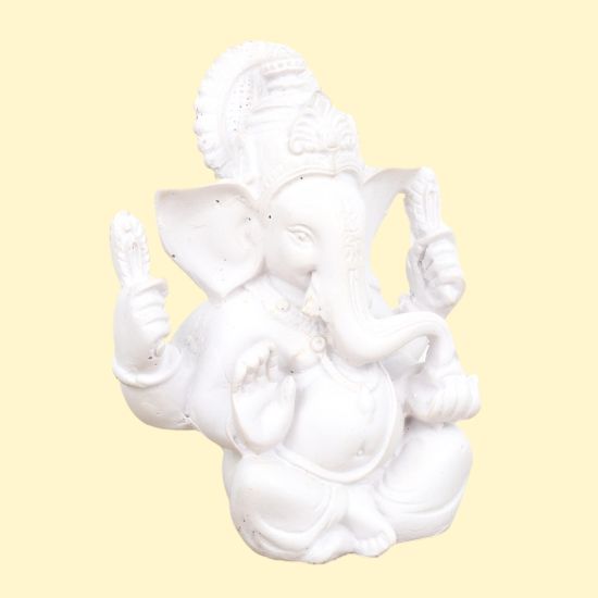 Statue de Ganesh en résine blanche - 12 cm