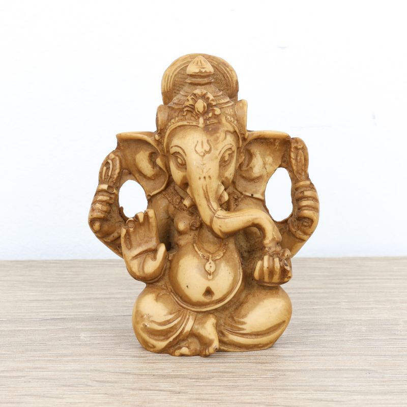 Petite statuette de Ganesh en résine couleur crème - 8 cm