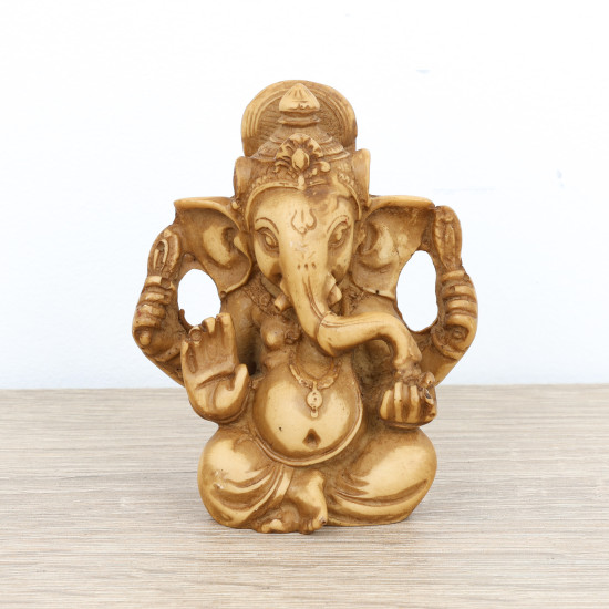 Petite statuette de Ganesh en résine crème - 8 cm