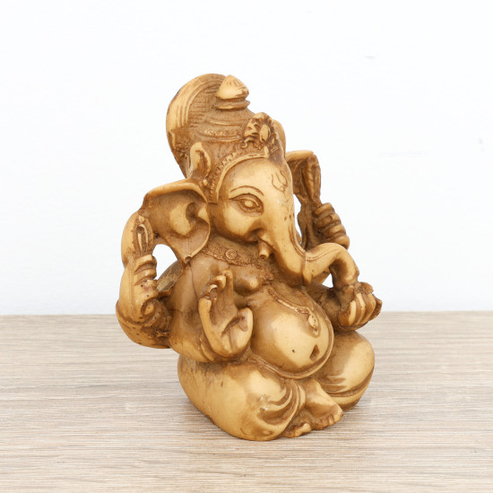 Petite statuette de Ganesh en résine crème - 8 cm