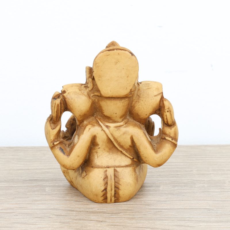 Petite statuette de Ganesh en résine couleur crème - 8 cm