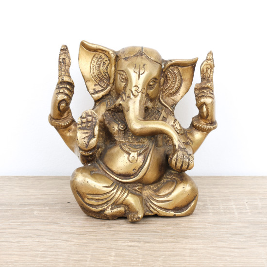 Petite statue de Ganesh en laiton - 10 cm