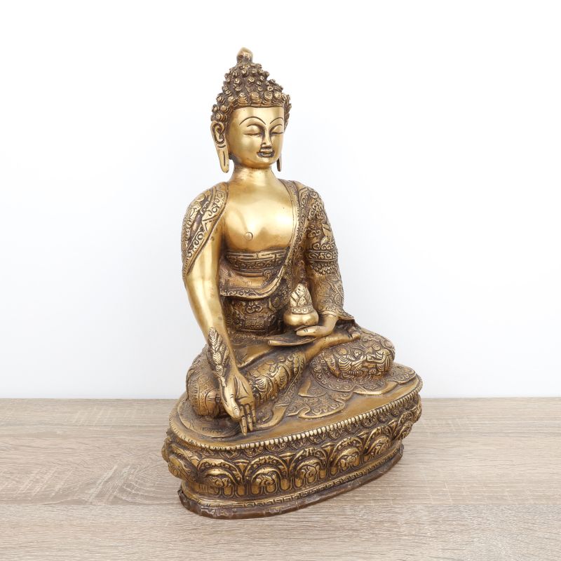 Grande statue du Bouddha médecine en laiton - 33 cm