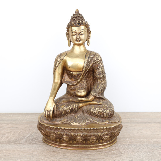 Grande statue du Bouddha Gautama en laiton - 33 cm