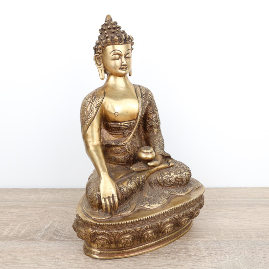 Grande statue du Bouddha Gautama en laiton - 33 cm