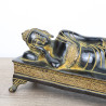 Bouddha statue allongé patine noire - 27 cm de long