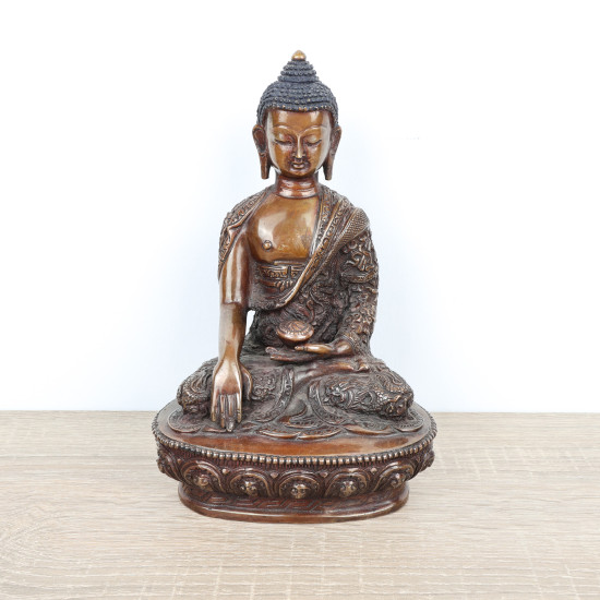 Statue de Bouddha en cuivre couleur bronze - 21 cm