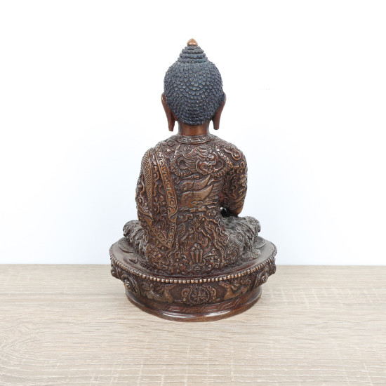 Statue de Bouddha en cuivre couleur bronze - 21 cm