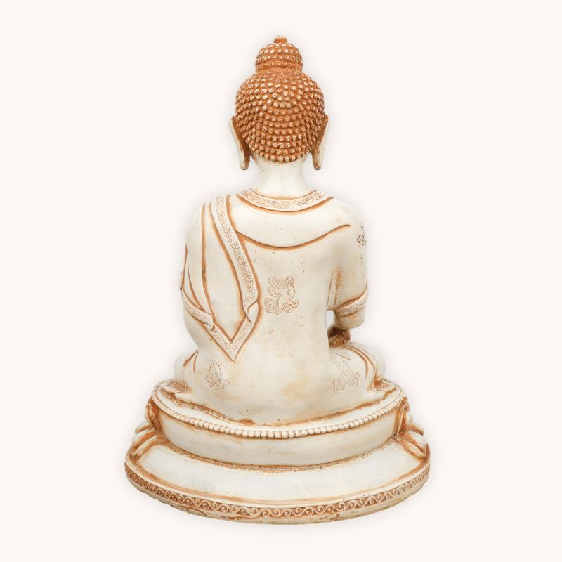 Statue de Bouddha extérieur en résine blanche - 32 cm