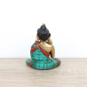 Bouddha Amoghasiddhi en laiton, turquoise et corail - 7,5 cm