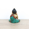 Bouddha Vairocana en laiton, turquoise et corail - 7,5 cm