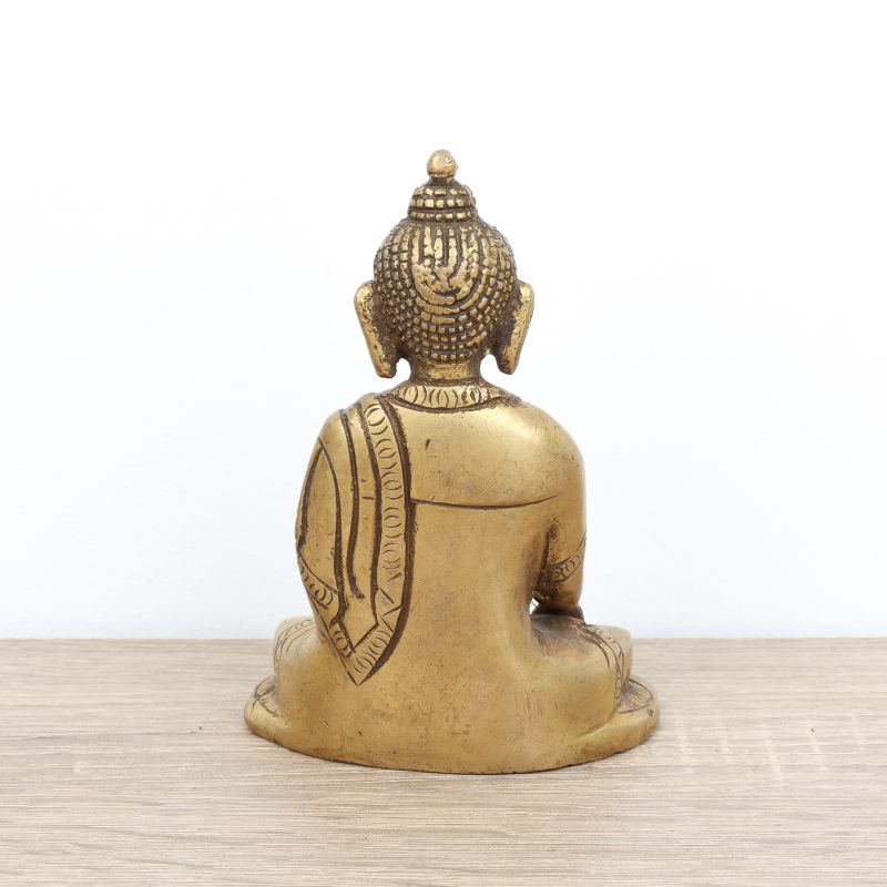 Petite statue du Bouddha Gautama en laiton - 12 cm