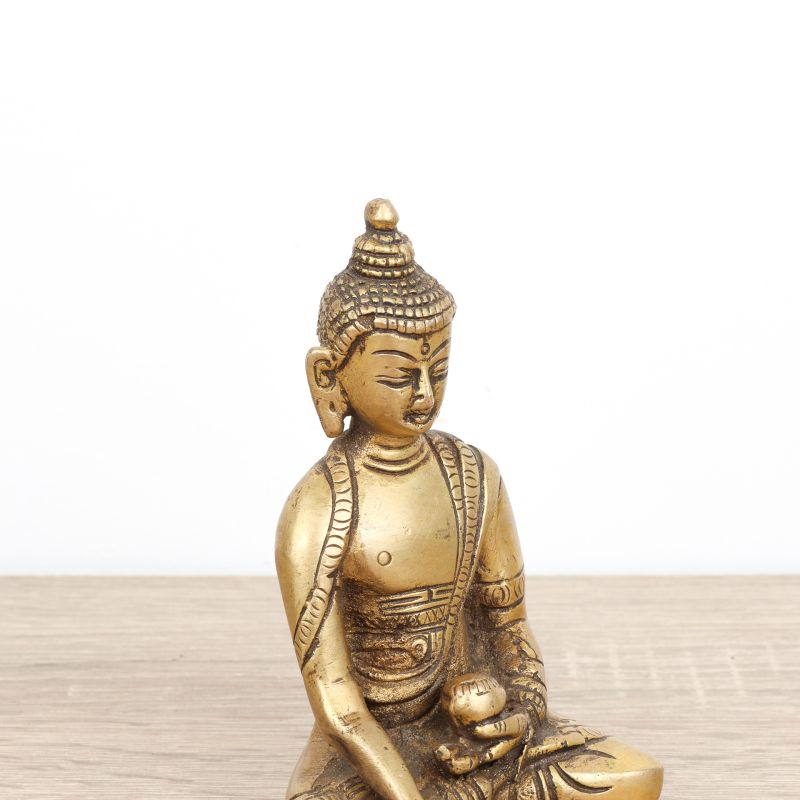 Petite statue du Bouddha Gautama en laiton - 12 cm
