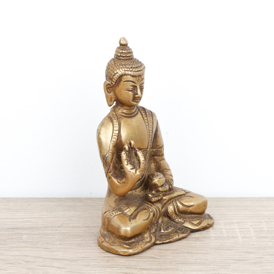 Statuette de Bouddha en laiton - mudra Vitarka - 12 cm