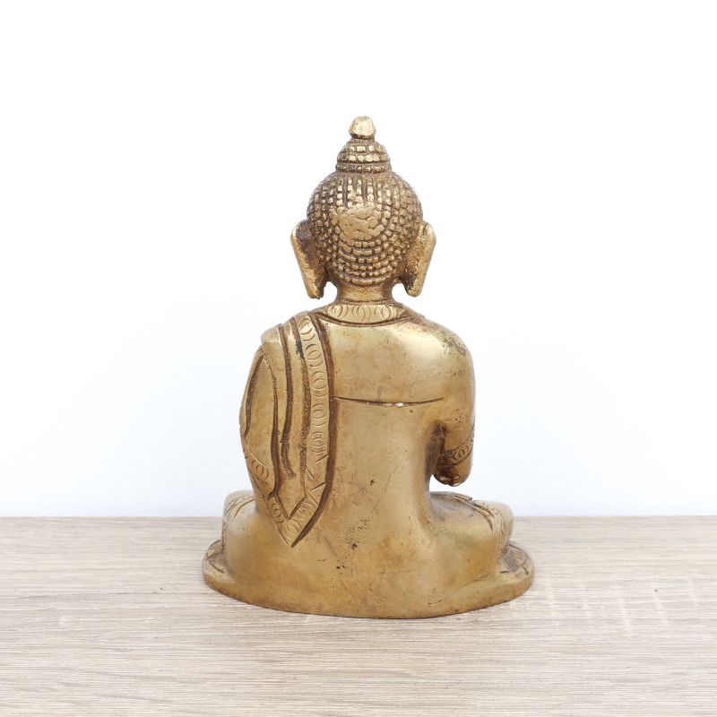 Statuette de Bouddha assis en laiton - mudra Vitarka - 12 cm