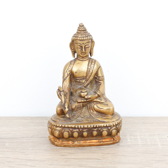 Bouddha médecine statuette en laiton - 10 cm