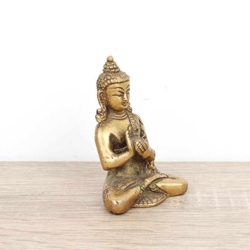 Statuette de Bouddha en laiton - mudra Dharmachakra - 8 cm