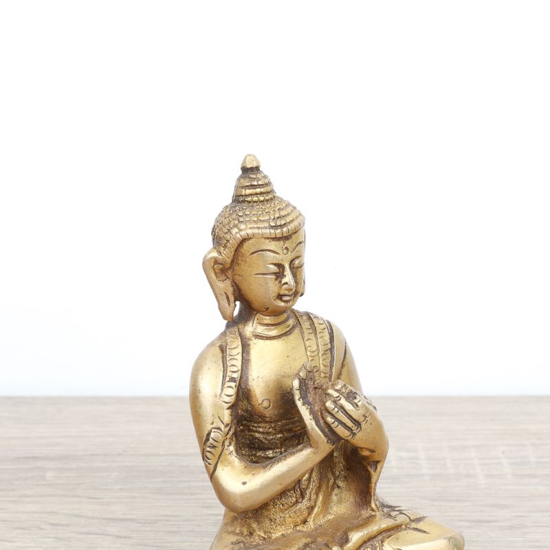 Petite statue du Bouddha Vairocana en laiton doré - 12 cm