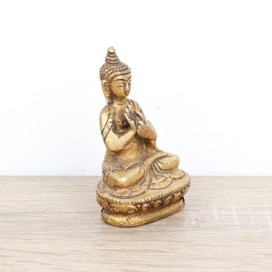 Statuette du Bouddha Vairocana en laiton doré - 7,5 cm