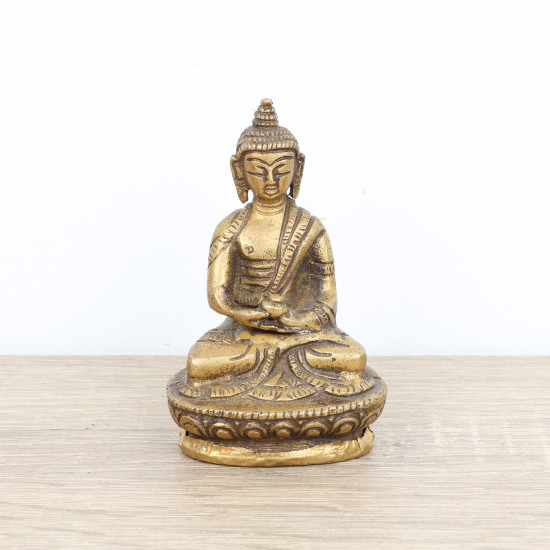 Statuette de Bouddha en laiton - mudra Dhyana - 7,5 cm