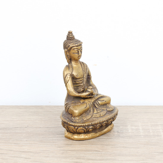 Statuette de Bouddha en laiton - mudra Dhyana - 7,5 cm