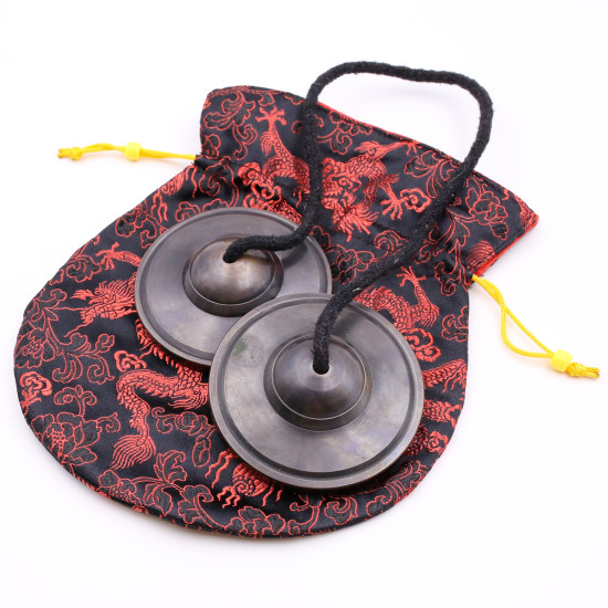 Cymbales tibétaines 7 métaux noires - 80 mm - 379 gr