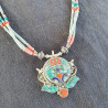 Kunsang - Collier tibétain en turquoise et corail - Colliers tibétains Kunsang - Collier tibétain en turquoise et corail - Colliers tibétains