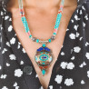 Parure ethnique "Pumo" en turquoise et corail - Colliers tibétains Parure ethnique "Pumo" en turquoise et corail - Colliers tibétains