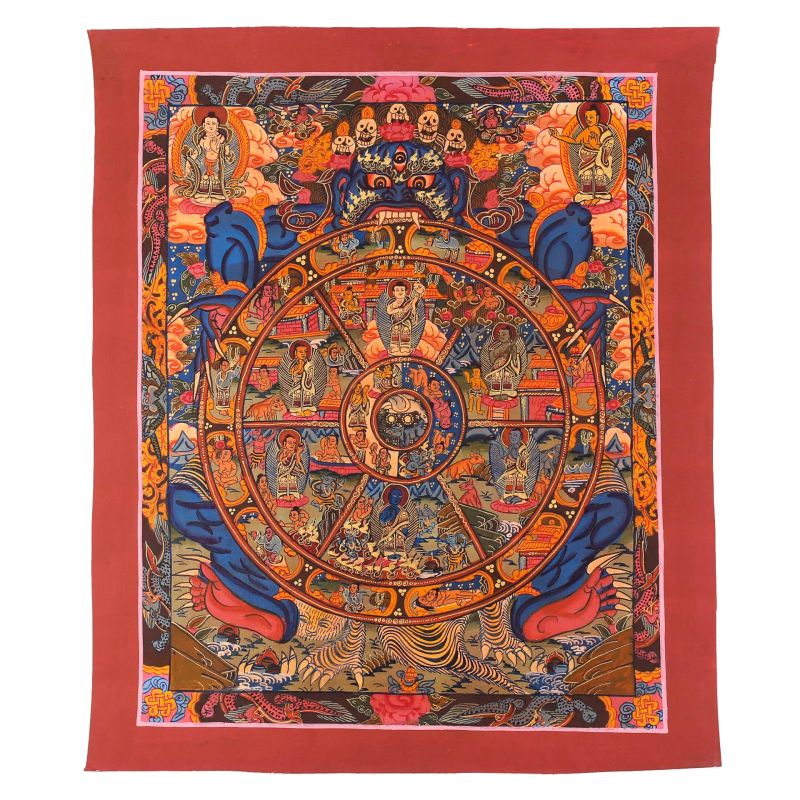 Thangka tibétain roue de la vie