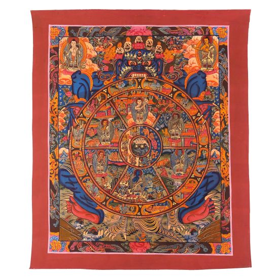 Thangka tibétain roue de la vie