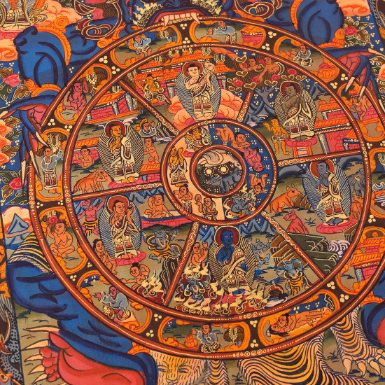 Thangka tibétain roue de la vie
