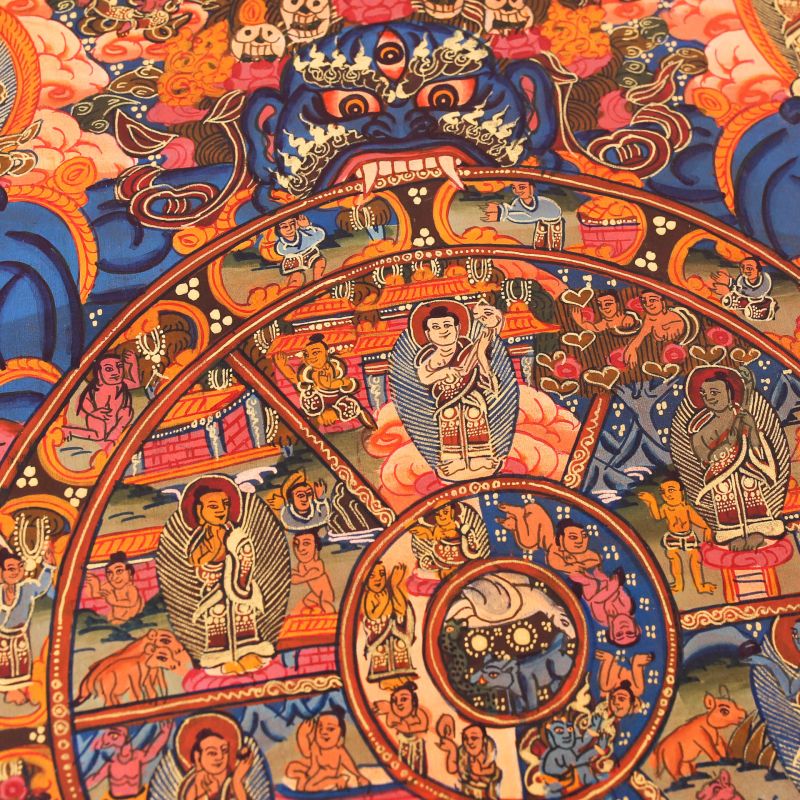 Thangka tibétain roue de la vie