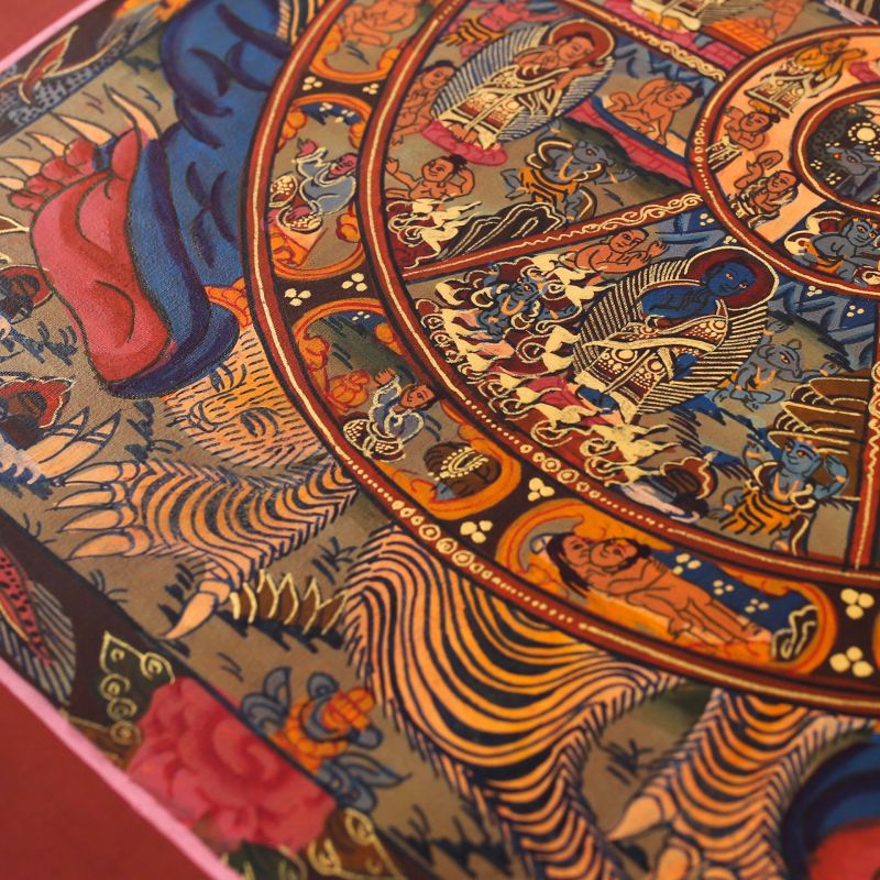 Thangka tibétain roue de la vie