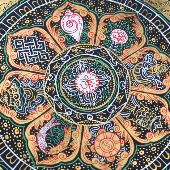 Mandala tibétain des 8 symboles bouddhistes