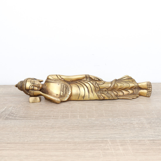 Statue bouddha couché couleur or - 27 cm de long