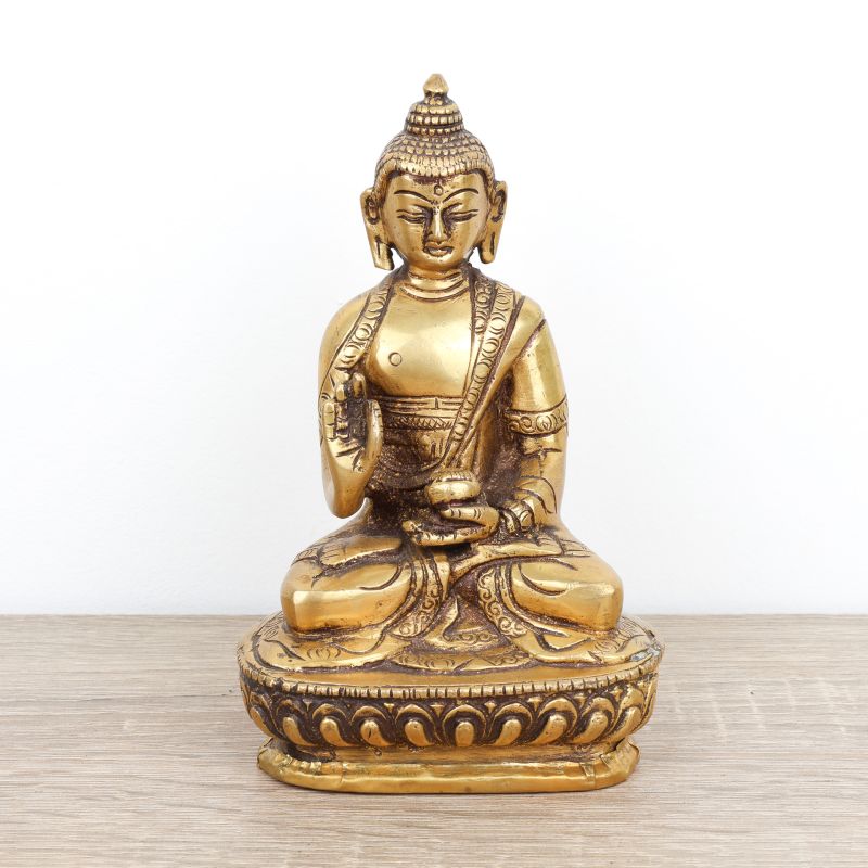 Statue Bouddha assis en laiton - mudra Vitarka - 14 cm