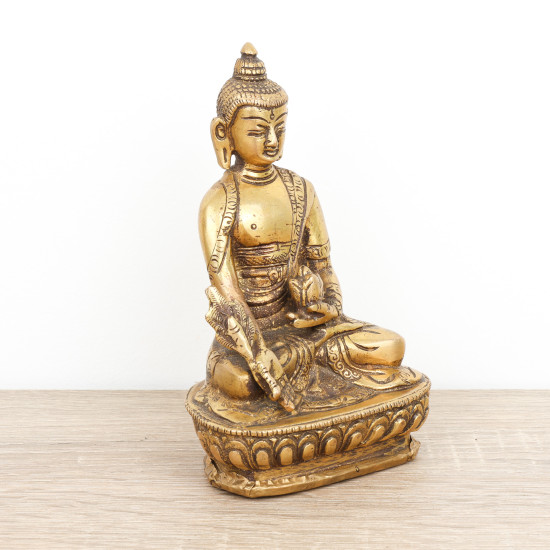 Bouddha médecine statue en laiton - 14 cm