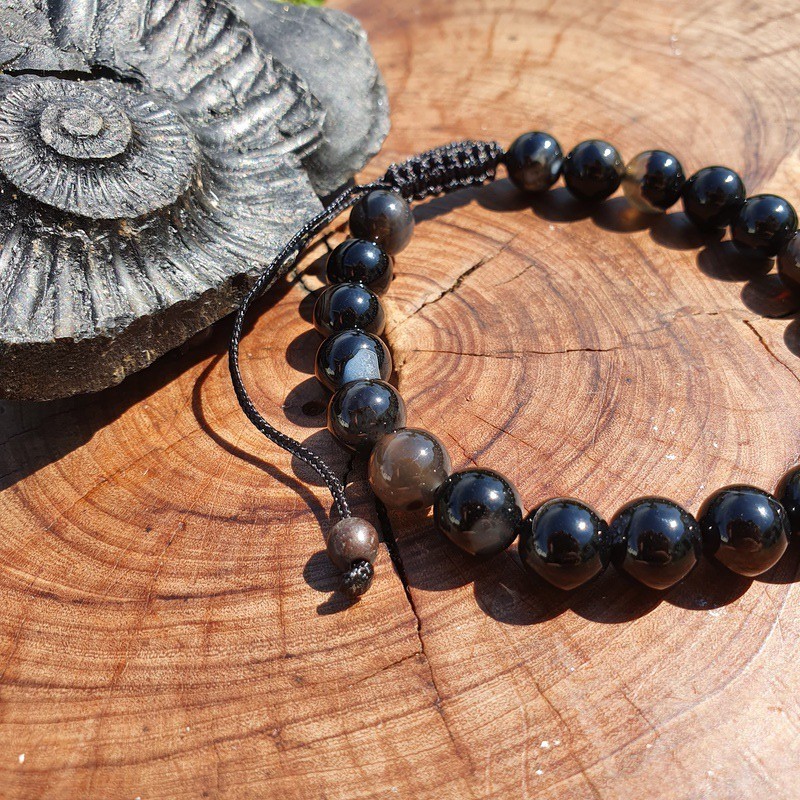 Bracelet en pierre agate noire - Bracelet de force