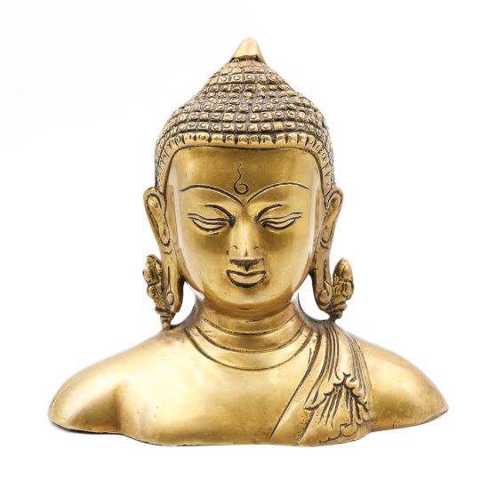 Buste de bouddha en laiton - 15 cm