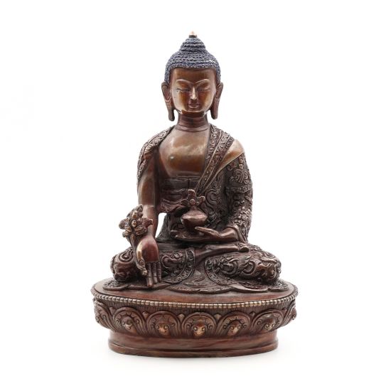 Statue du Bouddha Médecine en cuivre - 21 cm