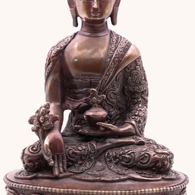 Statue du Bouddha Médecine en cuivre - 21 cm
