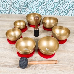 Bol Chantant Tibétain Fait Main Népal - Pleine Lune, Cuivre, Maillet Et Coussin Inclus - Pour Méditation, Yoga, Thérapie Sonore - 5